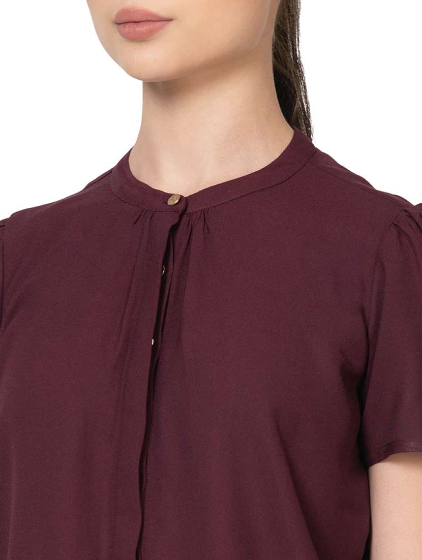 women maroon solid regular shirt - 21599391 -  Standard Image - 5
