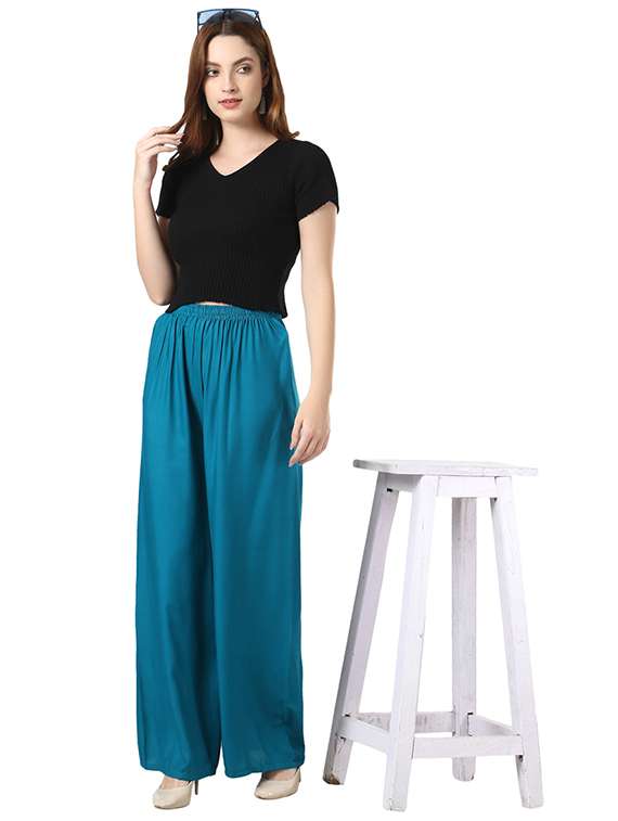 women solid relaxed fit palazzo - 21599396 -  Standard Image - 3