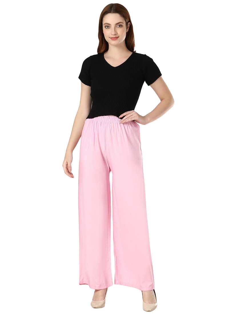 women solid relaxed fit palazzo - 21599400 -  Standard Image - 3