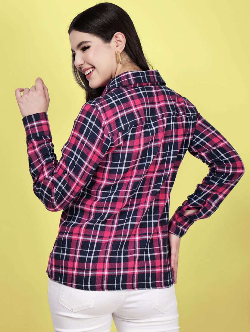 women checked printed collared shirt - 21599544 -  Standard Image - 3