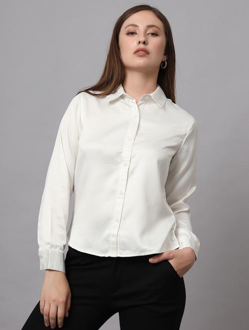 women solid collared shirt - 21599545 - Standard Image - 0