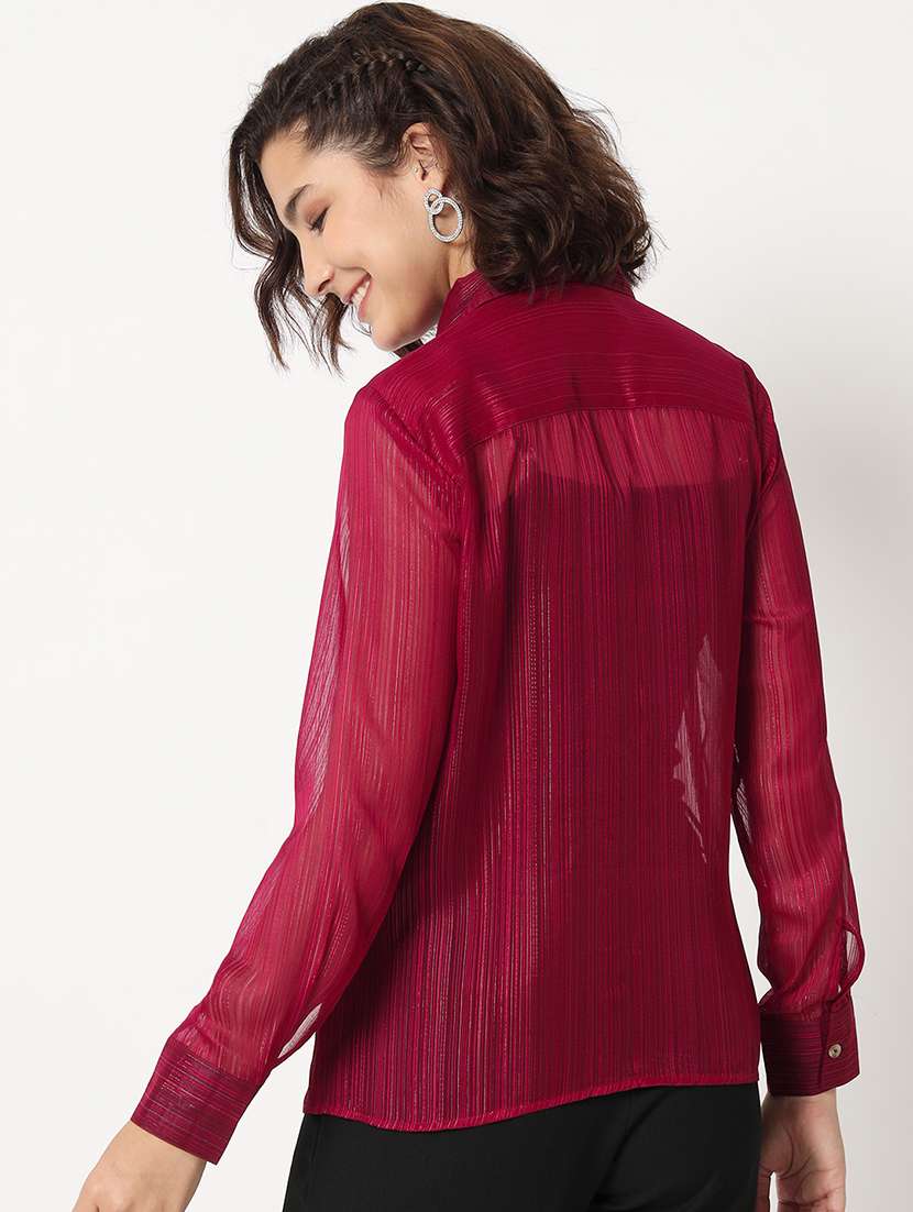 women self design georgette regular fit shirt - 21599558 -  Standard Image - 3