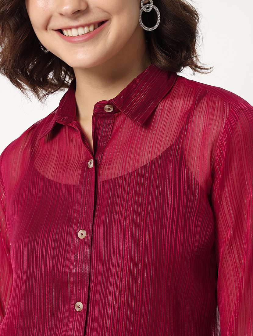 women self design georgette regular fit shirt - 21599558 -  Standard Image - 5