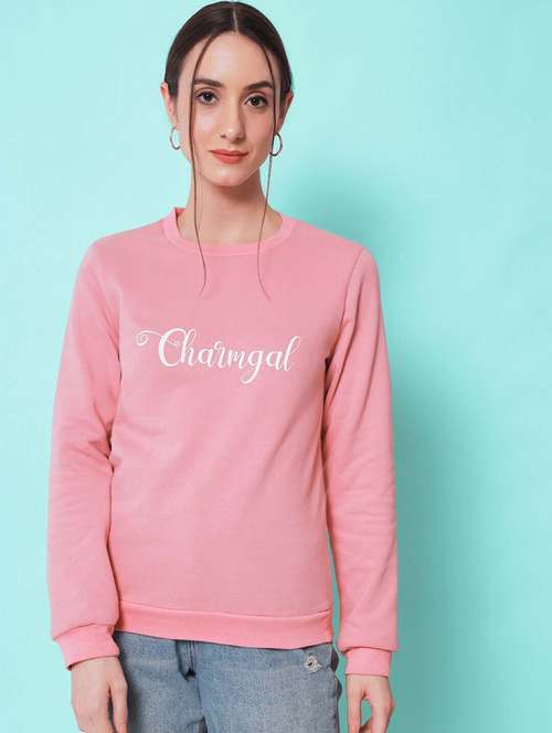 women pink chest print sweatshirt - 21599683 -  Standard Image - 0