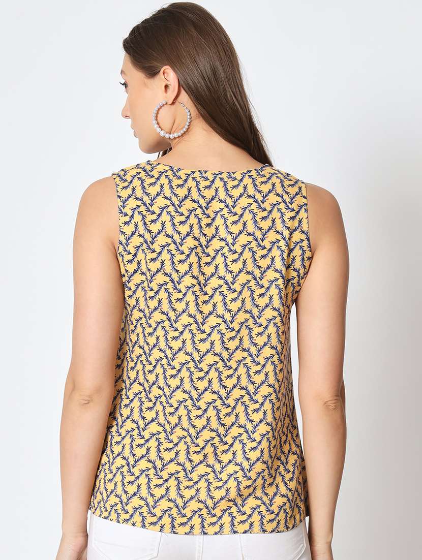 women printed v neck sleeveless top - 21599774 - Standard Image - 3