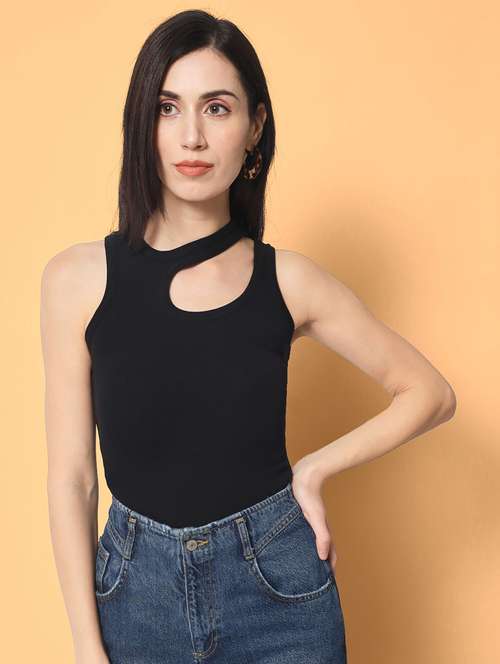 women black solid sleeveless top - 21599905 - Standard Image - 0