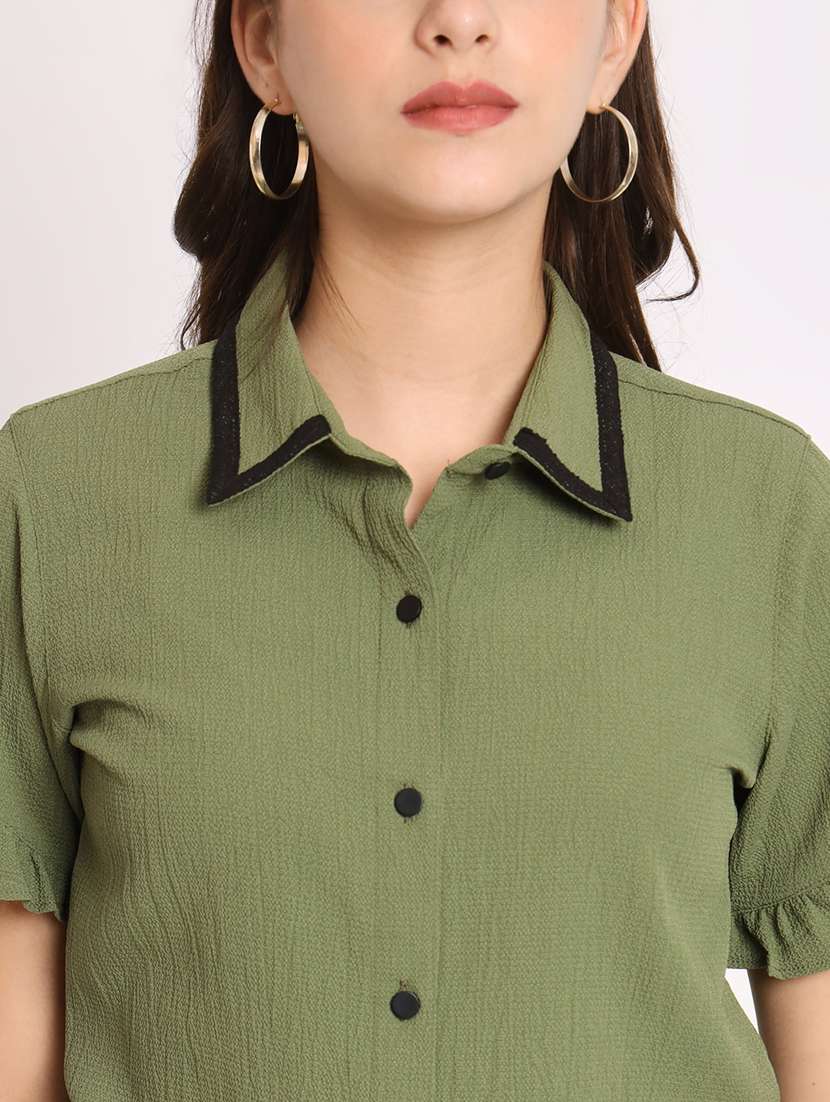 women solid short sleeve shirt - 21599930 - Standard Image - 5