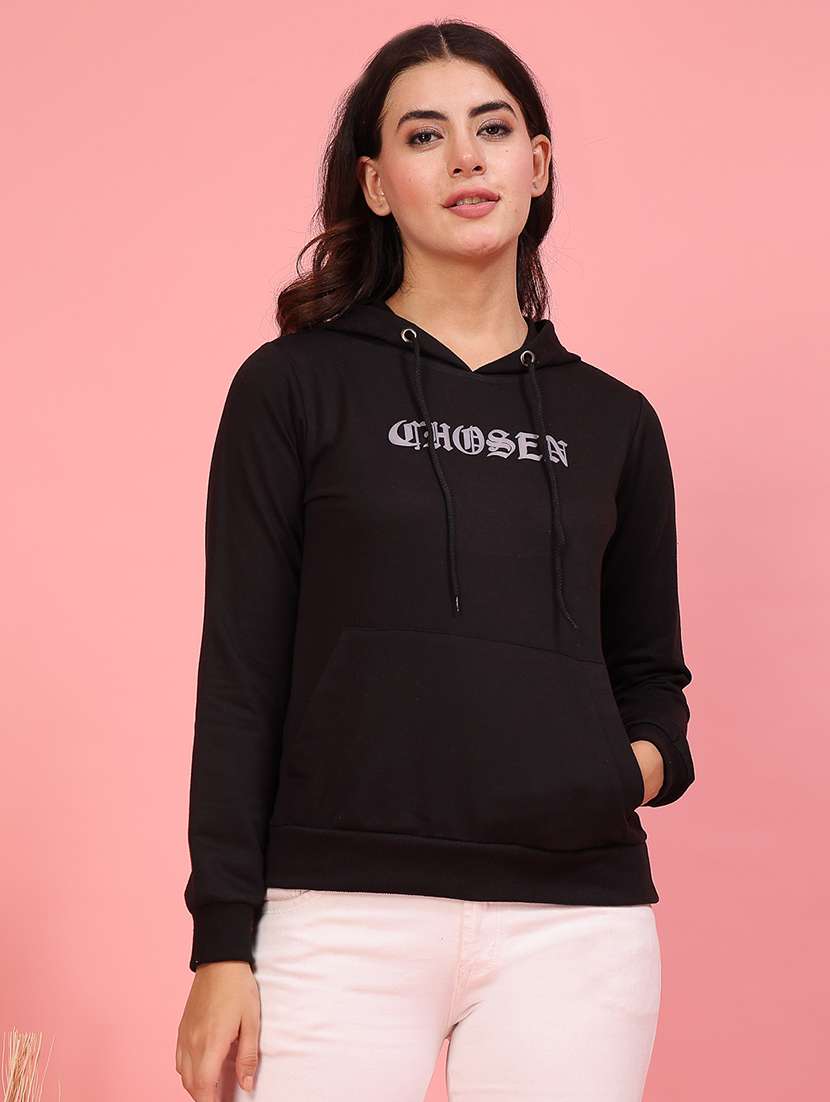 women chest print hooded sweatshirt - 21600067 - Zoom Image - 0