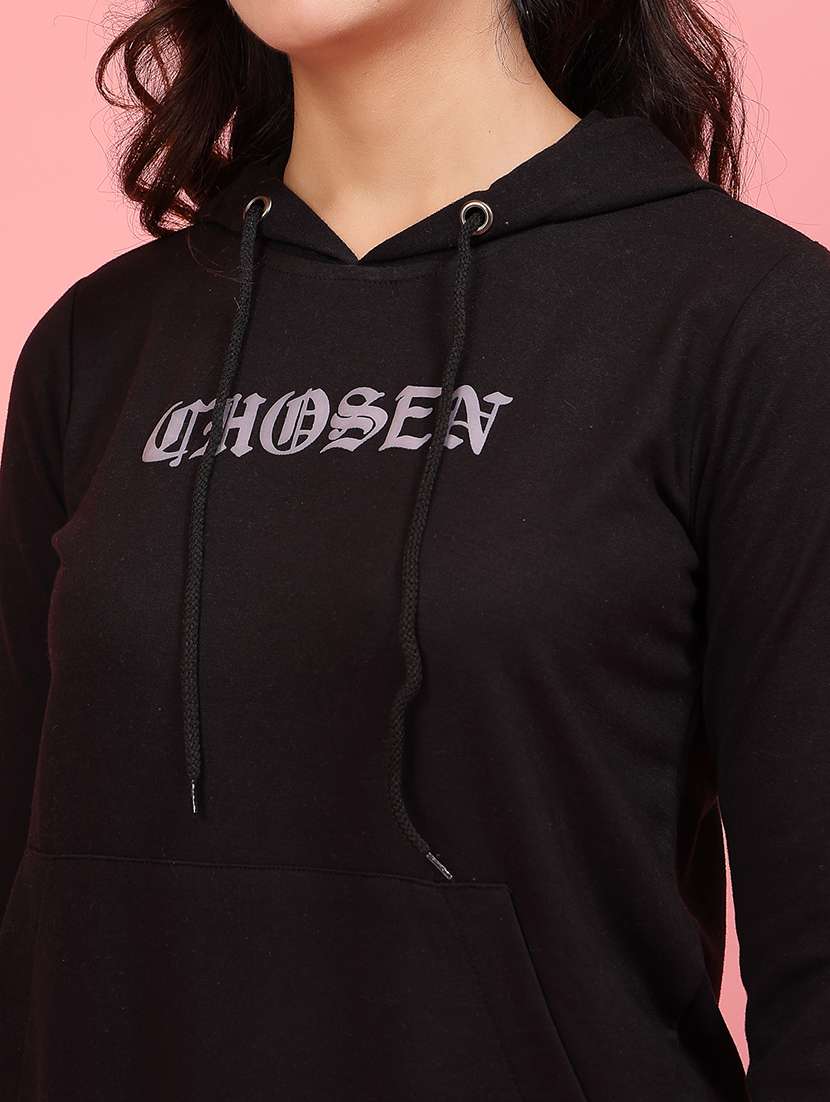 women chest print hooded sweatshirt - 21600067 - Standard Image - 5