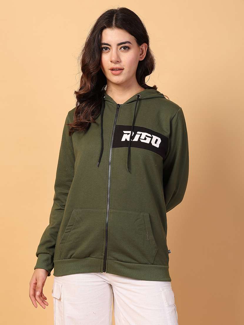 women hooded placement print sweatshirt - 21600079 -  Zoom Image - 0