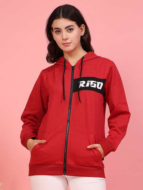 women hooded placement print sweatshirt - 21600080 -  Standard Image - 0