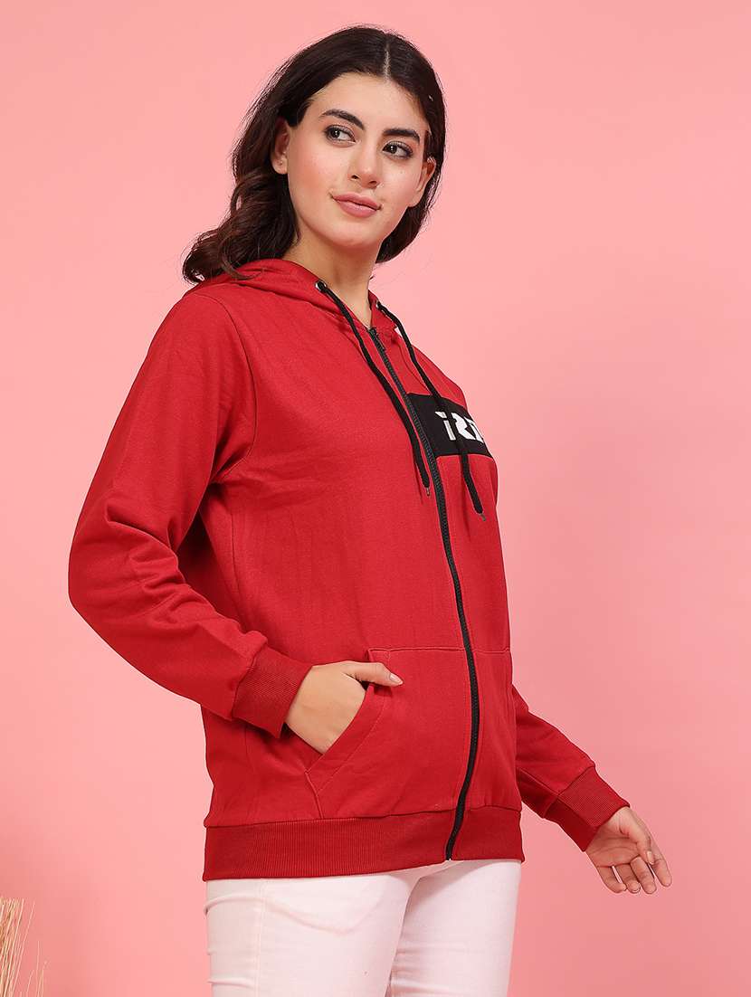women hooded placement print sweatshirt - 21600080 -  Standard Image - 3