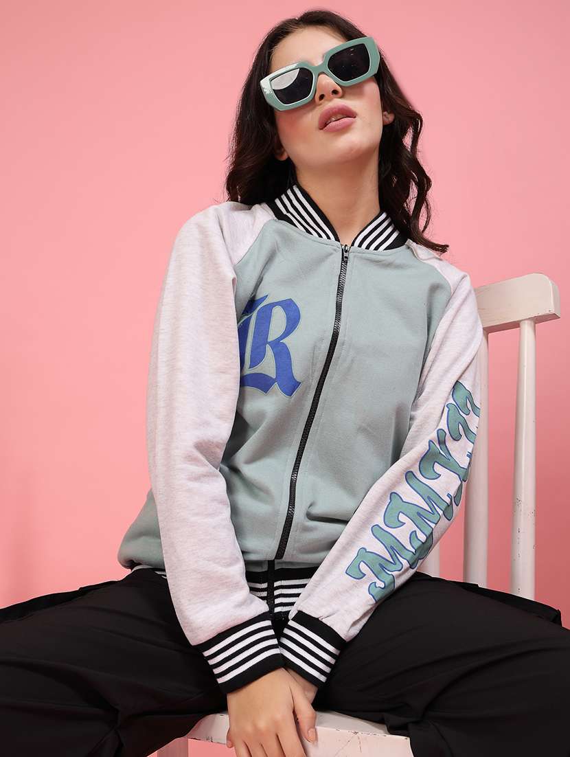 women printed oversized varsity jacket - 21600125 -  Standard Image - 3