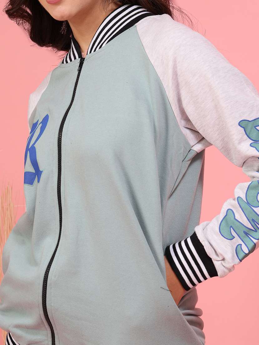 women printed oversized varsity jacket - 21600125 -  Standard Image - 5