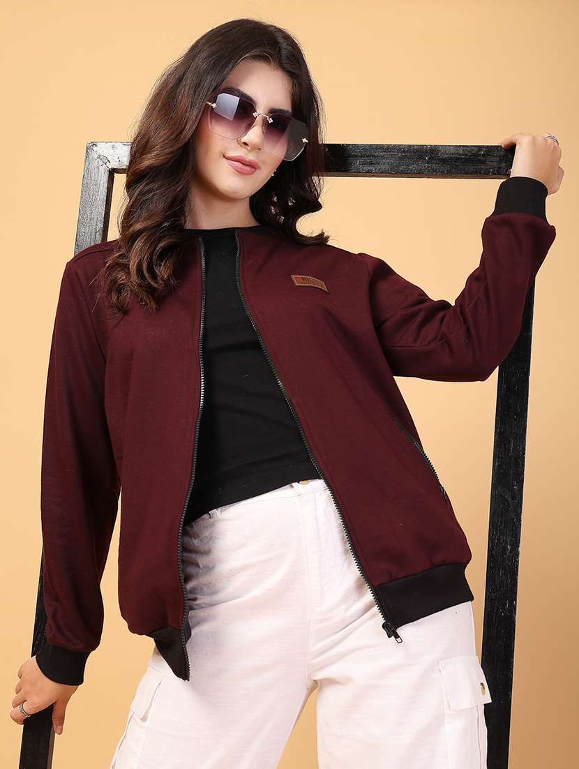 women maroom solid long sleeve regular jacket - 21600126 -  Standard Image - 3