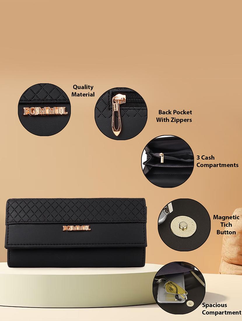 women black pu combo handbag - 21600595 - Standard Image - 3