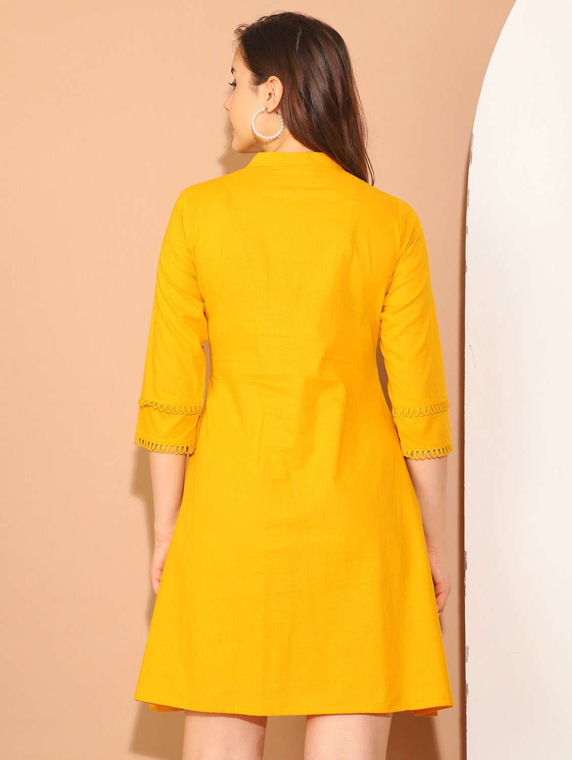 women mustard floral printed shirt dress - 21600603 -  Standard Image - 3