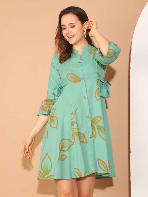 women green printed shirt dress - 21600604 -  Standard Image - 0