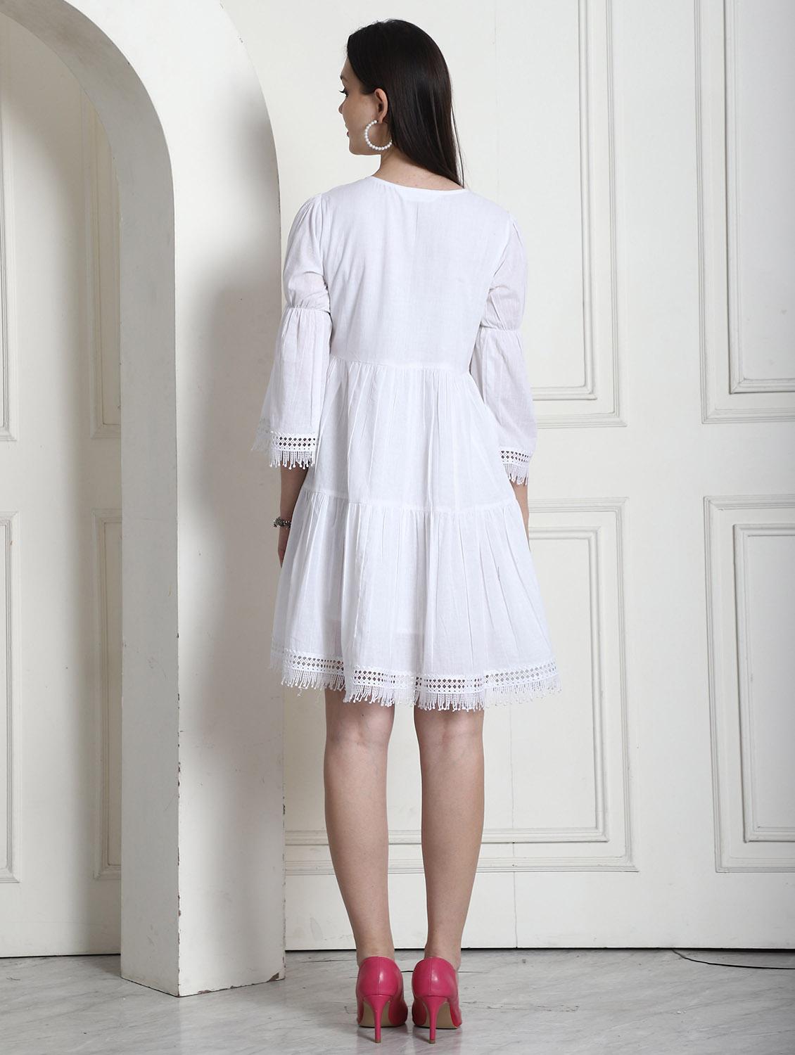 women white floral printed tiered dress - 21600607 - Standard Image - 3