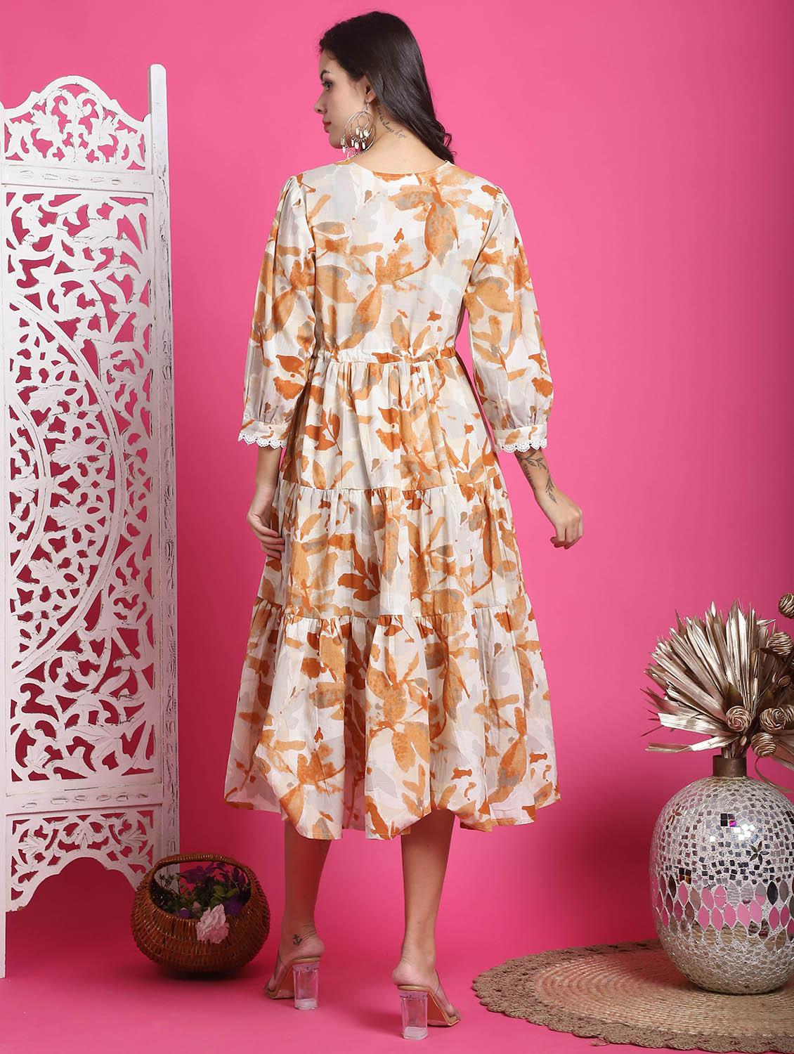 women white abstract printed tiered dress - 21600611 - Standard Image - 3