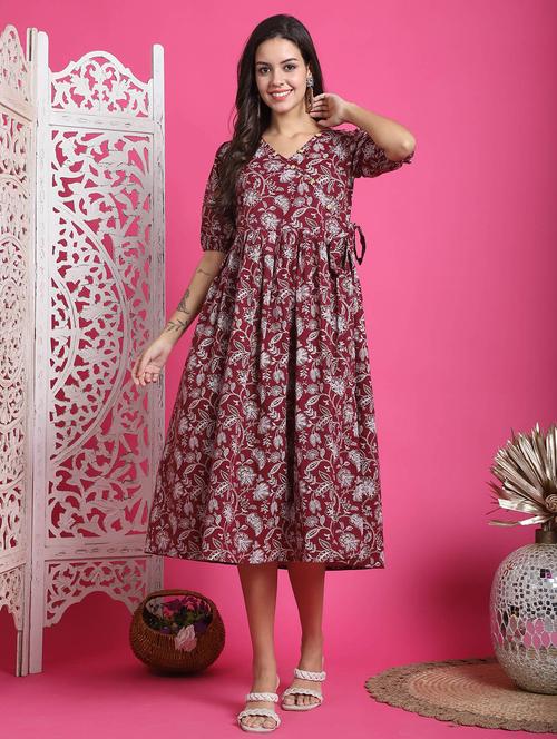 women red printed a-line dress - 21600615 - Standard Image - 0