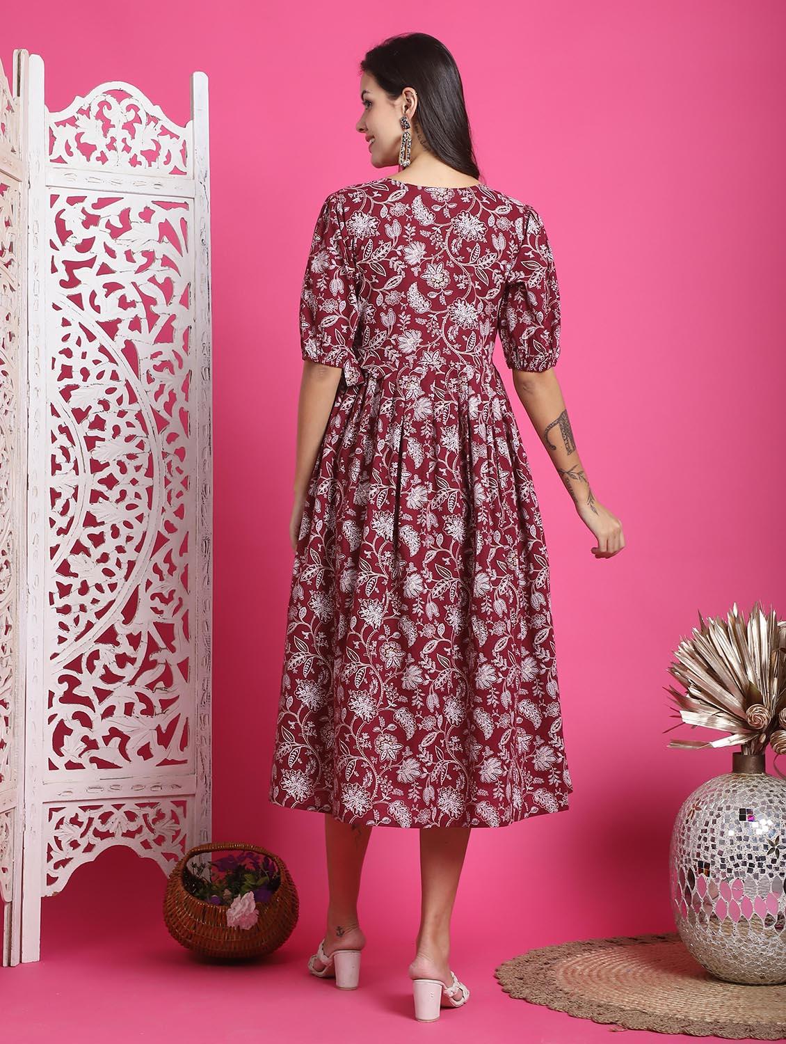 women red printed a-line dress - 21600615 - Standard Image - 3