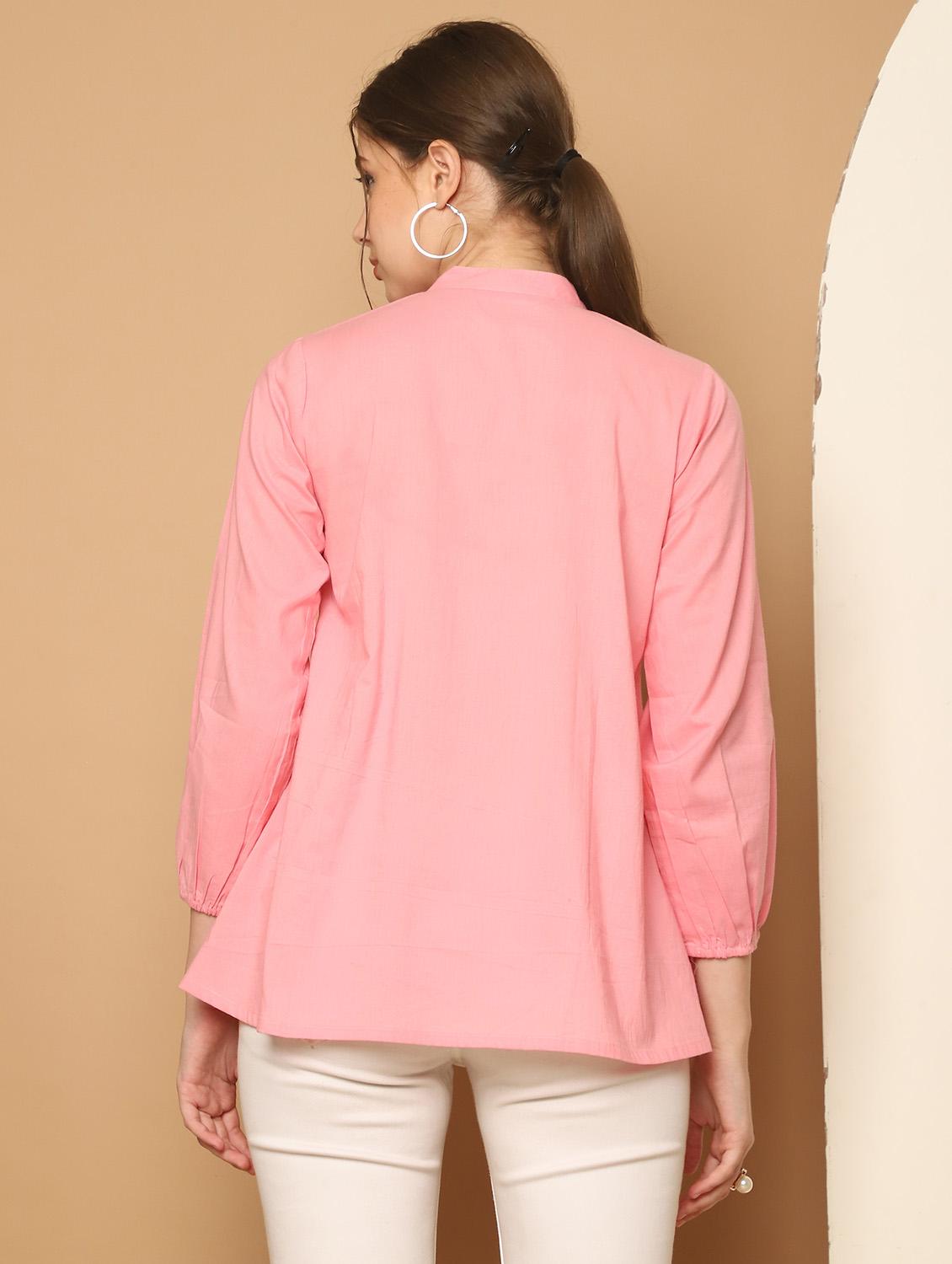 women embroidered shirt style top - 21600629 - Standard Image - 3