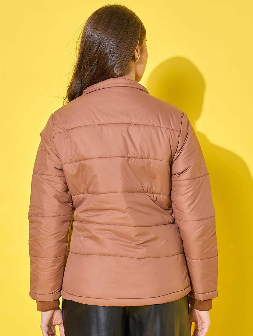 women solid long sleeve quilted jacket  - 21601025 -  Standard Image - 3