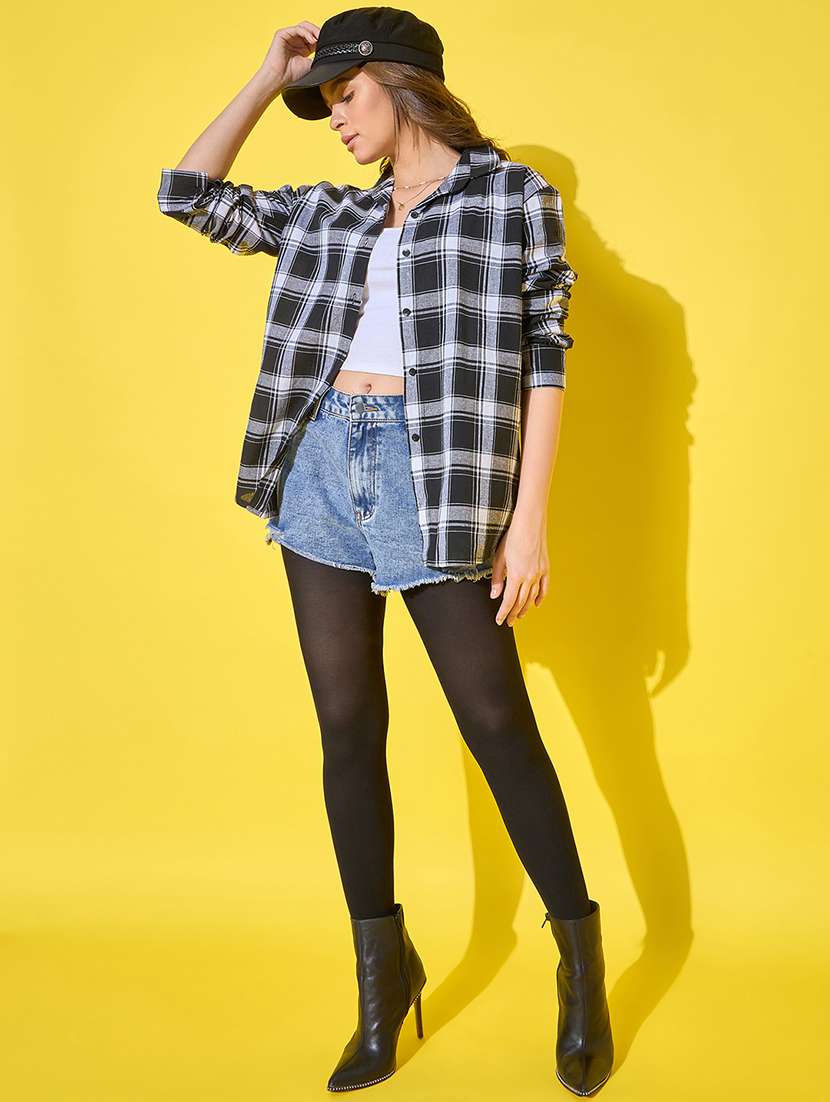 women checked printed oversized shirt - 21601030 -  Standard Image - 3
