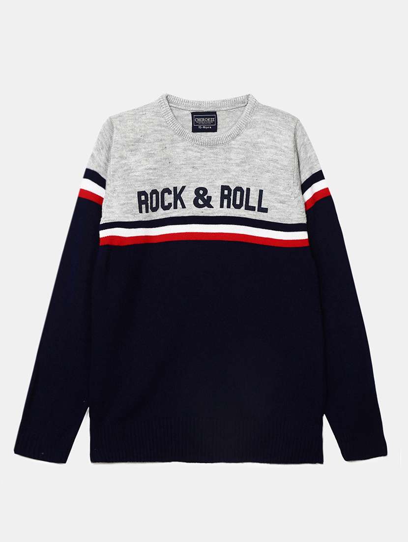 boys color block long sleeve sweater