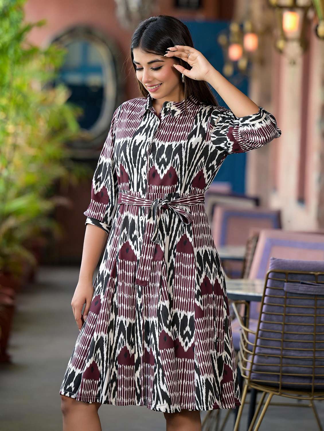 women multi color printed flared ethnic dress - 21601080 -  Standard Image - 5