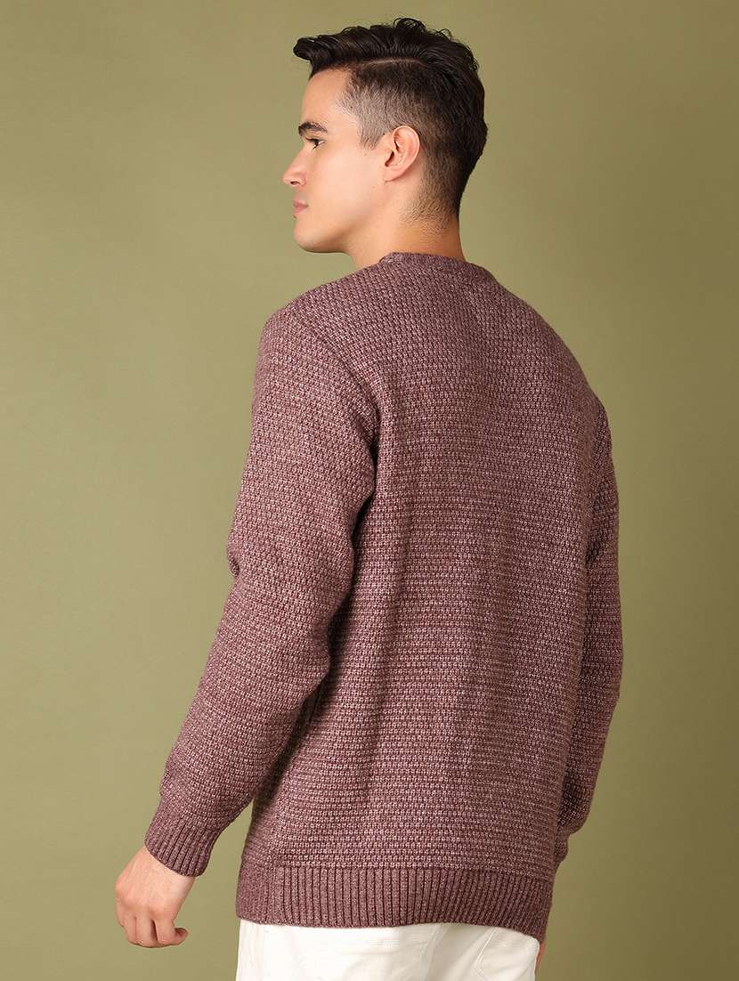 men long sleeves self design pullover - 21601090 -  Standard Image - 3