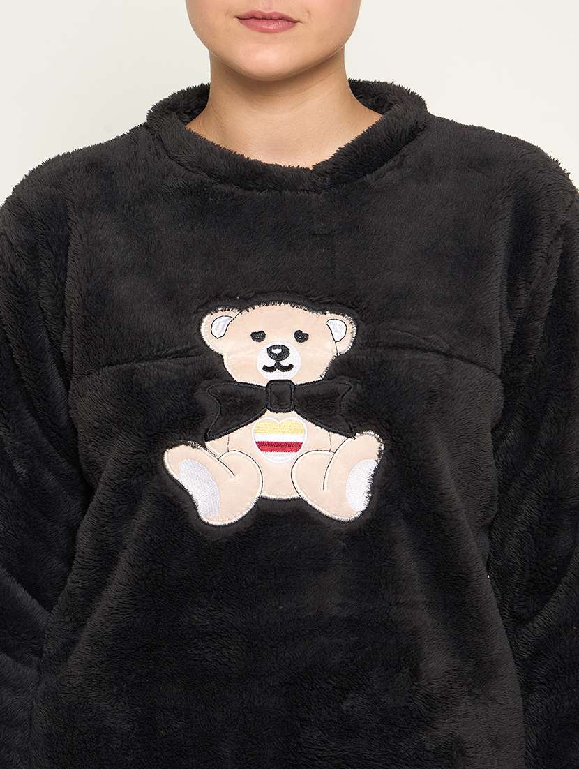 women embroidered top & pyjama nightwear set - 21601311 -  Standard Image - 5