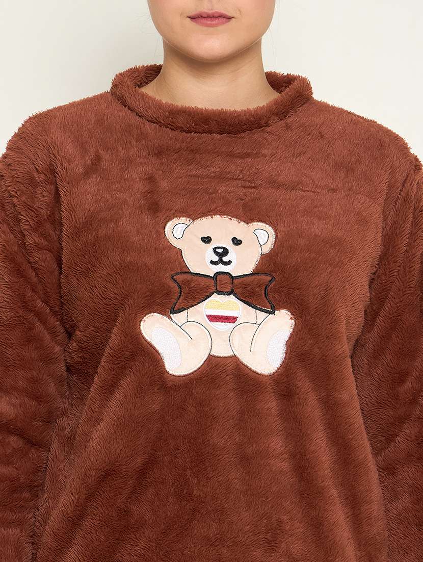 women embroidered top & pyjama nightwear set - 21601312 -  Standard Image - 5