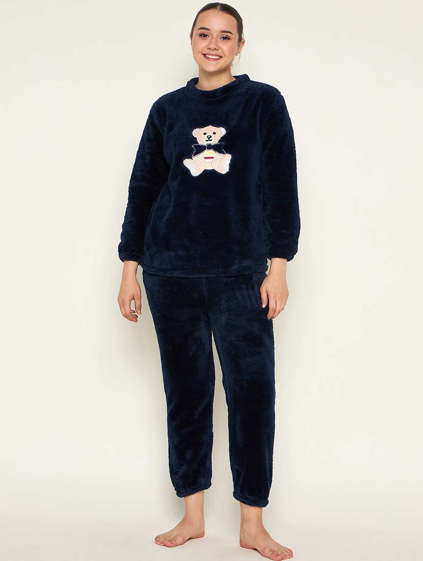 women embroidered top & pyjama nightwear set