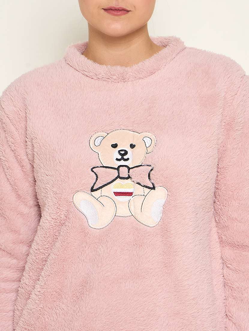 women embroidered top & pyjama nightwear set - 21601317 -  Standard Image - 5