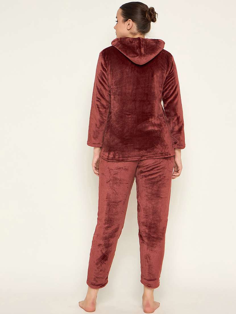 women solid top & pyjama nightwear set - 21601320 -  Standard Image - 3