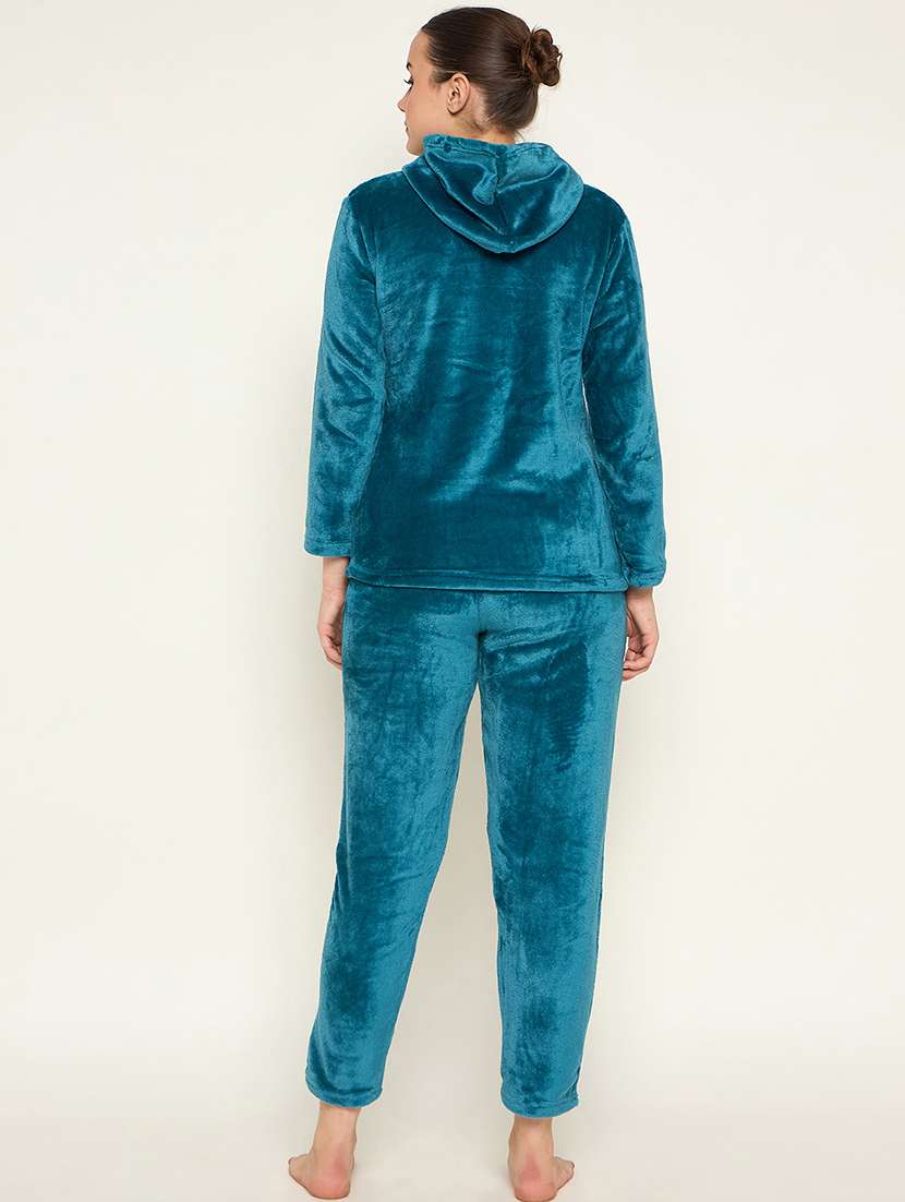 women solid top & pyjama nightwear set - 21601321 -  Standard Image - 3