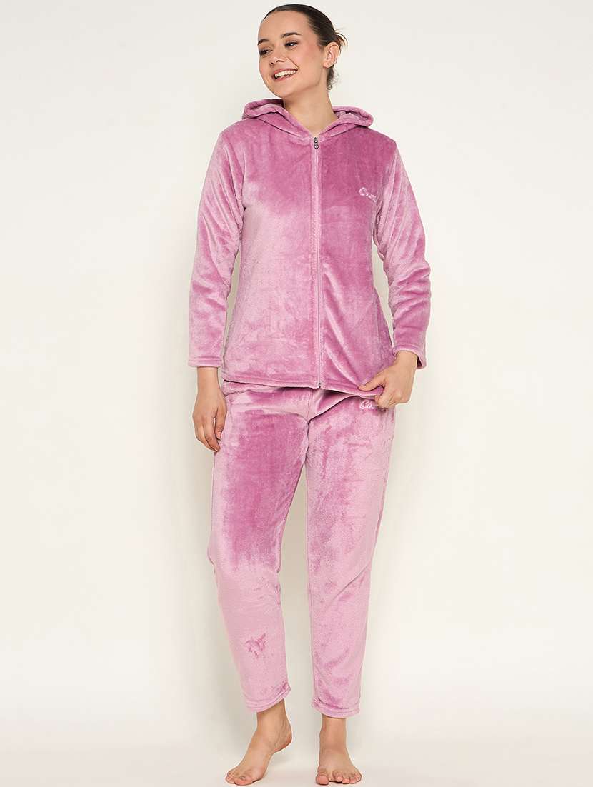 women solid top & pyjama nightwear set - 21601324 -  Zoom Image - 0