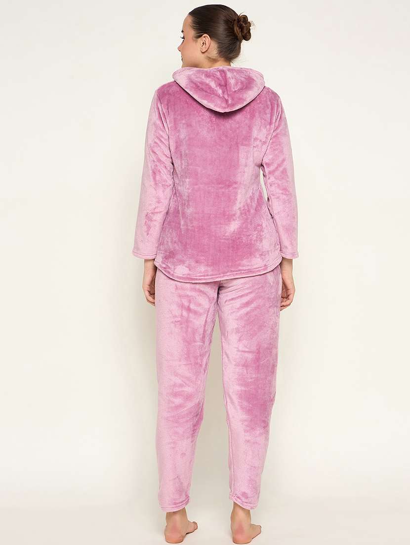 women solid top & pyjama nightwear set - 21601324 -  Standard Image - 3