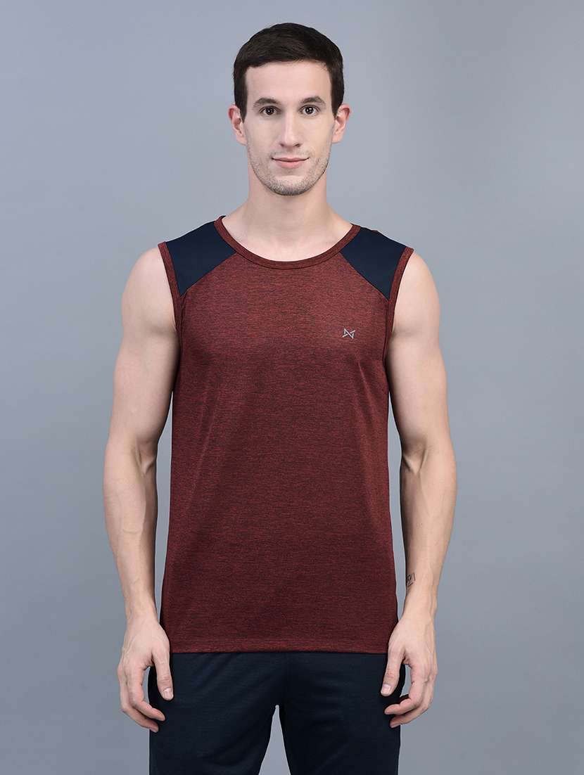 men sleeveless color block sports t-shirt - 21601351 -  Zoom Image - 0