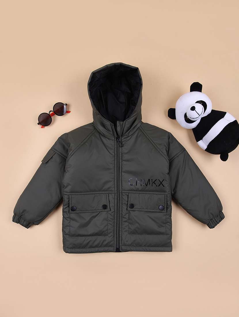 boys grey solid long sleeve bomber jacket