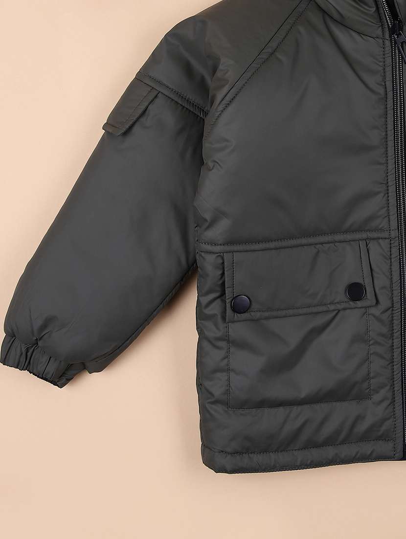 boys grey solid long sleeve bomber jacket - 21606405 -  Standard Image - 3