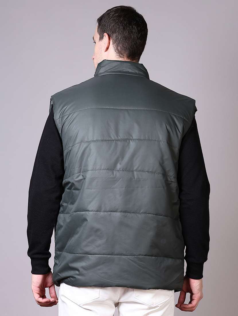 men solid sleeveless quilted jacket - 21606419 -  Standard Image - 3