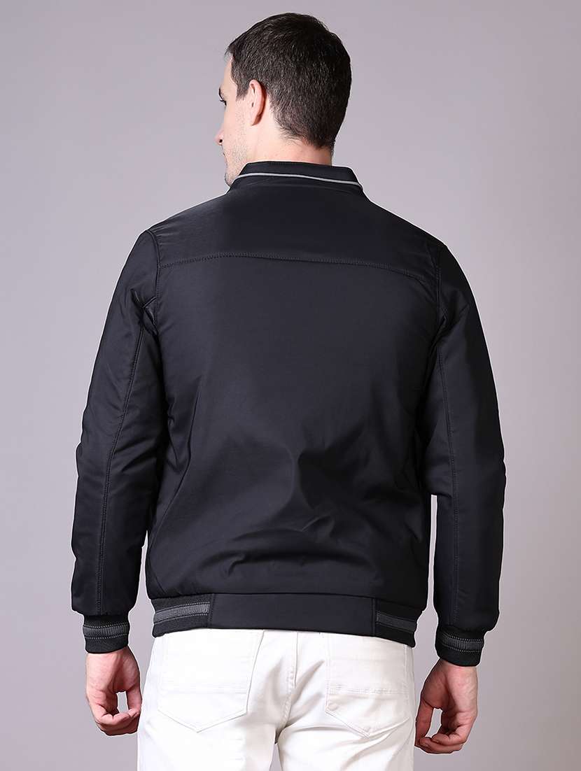 men long sleeves solid bomber jacket - 21606513 -  Standard Image - 3