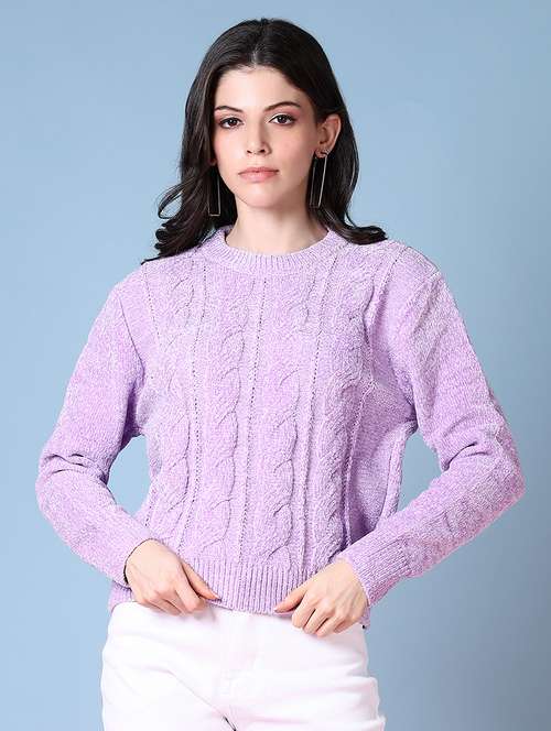 women long sleeves self design pullover - 21606545 -  Standard Image - 0