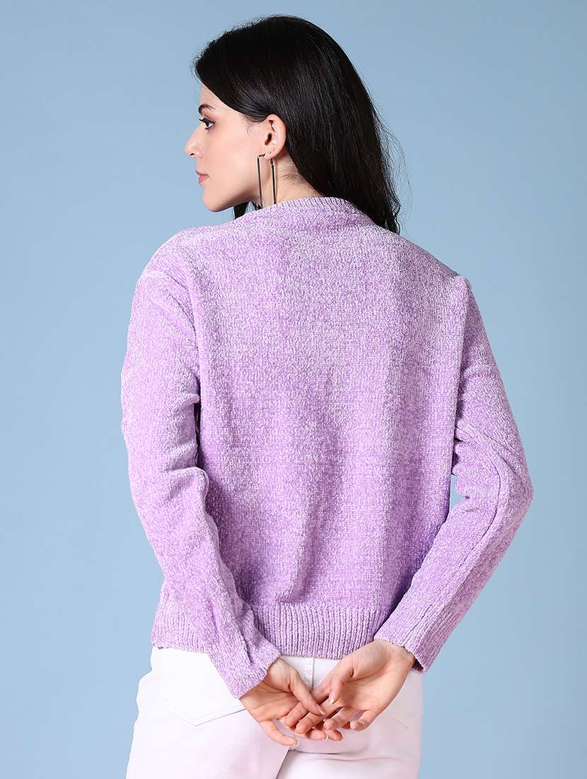 women long sleeves self design pullover - 21606545 -  Standard Image - 3