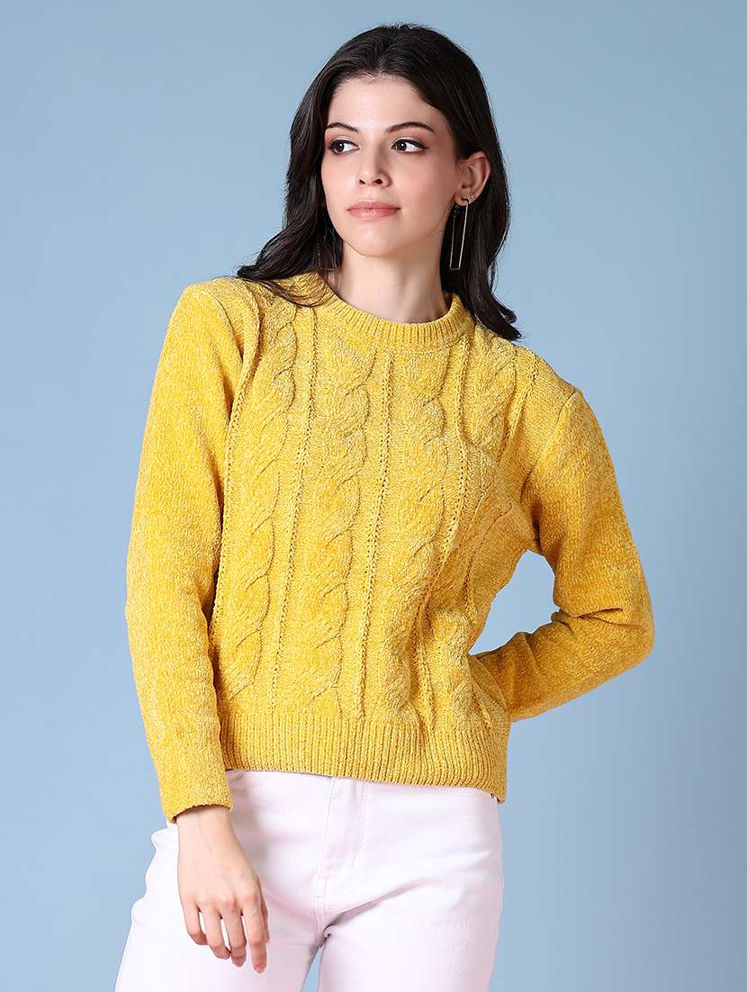 women long sleeves self design pullover - 21606547 -  Zoom Image - 0