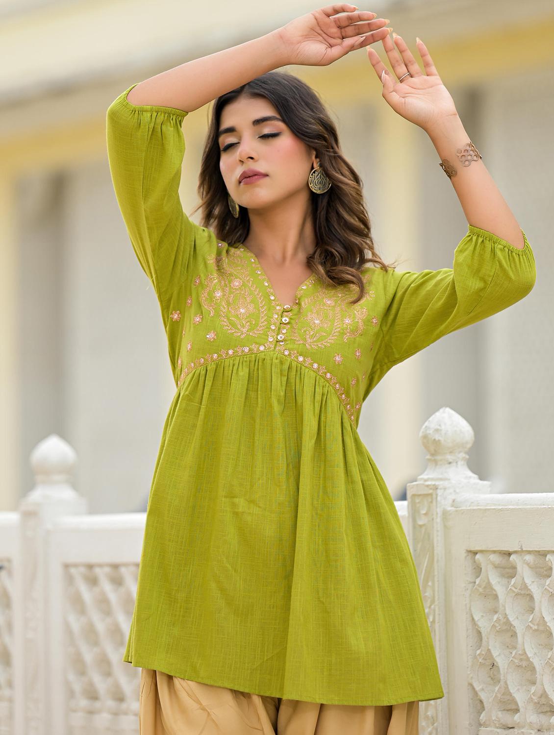 women embroidered three quarter sleeves co-ord set - 21606758 - Standard Image - 5
