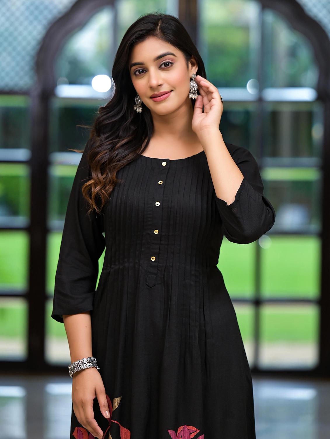 women printed three quarter sleeves a-line kurta - 21606792 - Standard Image - 5